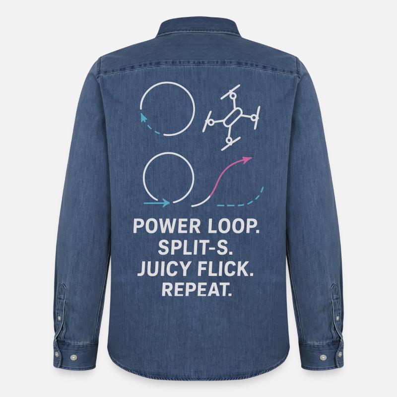 Power Loop Split-S Juicy Flick Repeat - Männer Jeanshemd Organic von Stanley/Stella - verwaschenes Mittelblau 