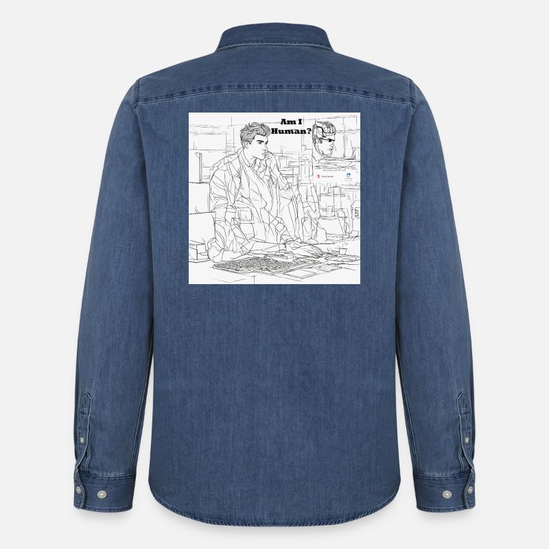 Mensch oder Roboter - Männer Jeanshemd Organic von Stanley/Stella - verwaschenes Mittelblau 