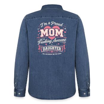 Stolze Mama, großartige Tochter | Mutter-Tochter-Humor - Männer Jeanshemd Organic von Stanley/Stella - verwaschenes Mittelblau  - Hinten - AI Model Male 185 light (185cm)