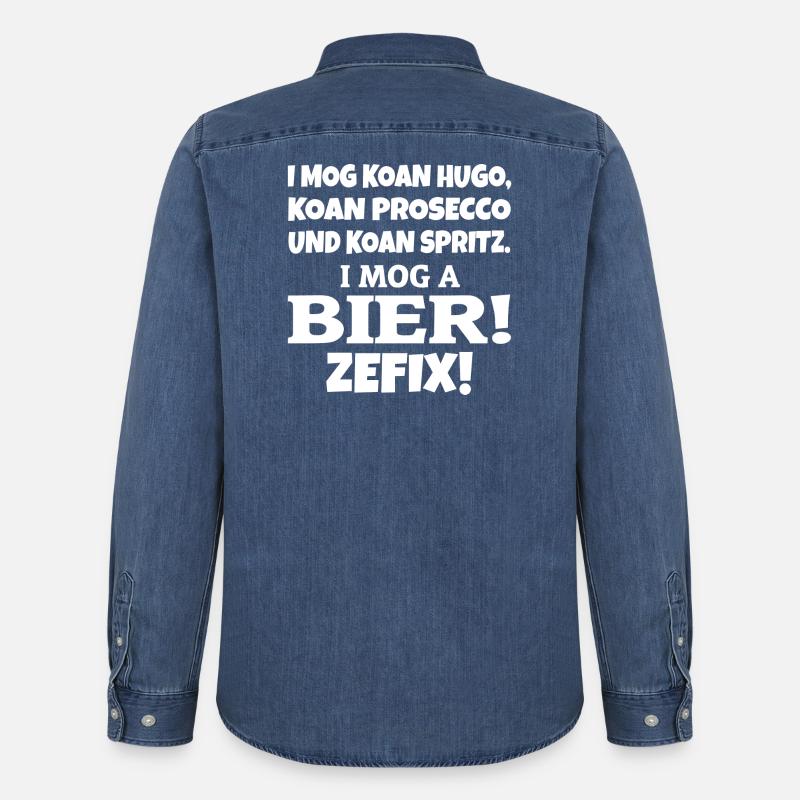 I mog a Bier - Männer Jeanshemd Organic von Stanley/Stella - verwaschenes Mittelblau 