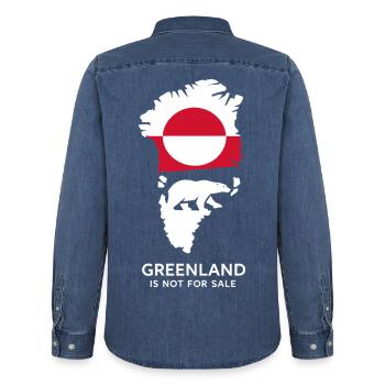 Grönland Polar Bär Flagge Arctic Nature Gift - Männer Jeanshemd Organic von Stanley/Stella - verwaschenes Mittelblau  - Hinten - AI Model Male 185 light (185cm)