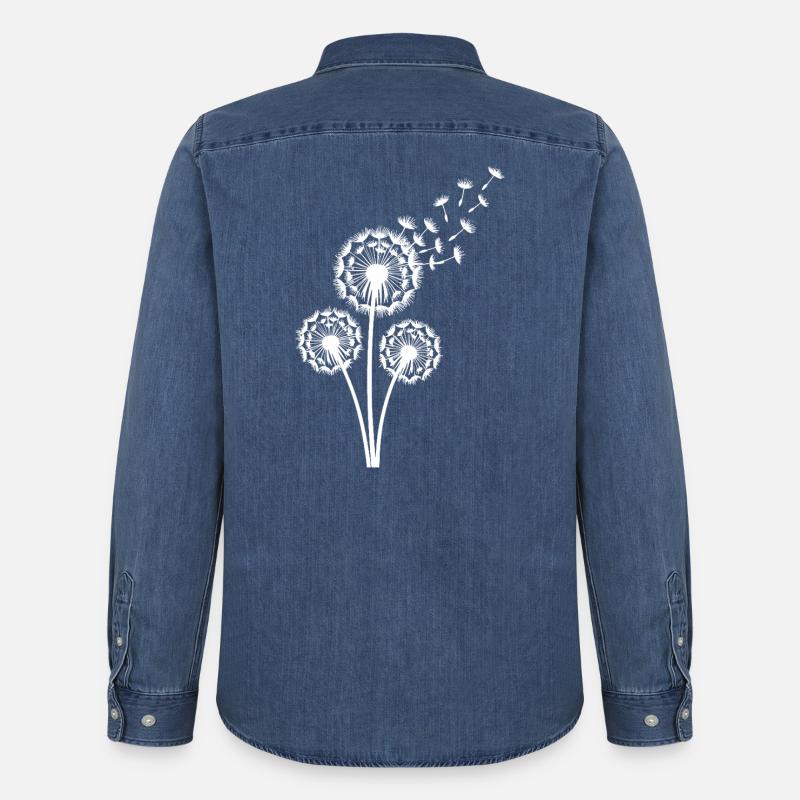Löwenzahn im Wind Samenflug - Männer Jeanshemd Organic von Stanley/Stella - verwaschenes Mittelblau 