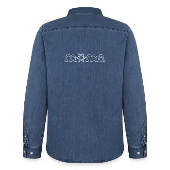 Mama Geschenk Western Country Schriftzug - Männer Jeanshemd Organic von Stanley/Stella - verwaschenes Mittelblau  - Hinten - AI Model Male 185 light (185cm)