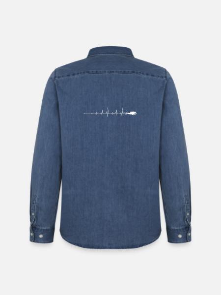 Heartbeat Scuba Dive - Men’s Organic Denim Shirt by Stanley/Stella - mid washy
