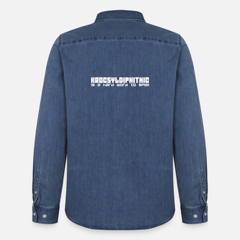 Krocsyldiphithic – Spelling Bee Fun Challenge - Men’s Organic Denim Shirt by Stanley/Stella - mid washy
