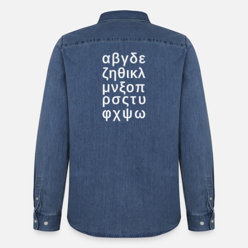 ALFABETO GRECO - Camicia in denim uomo bio di Stanley/Stella - blu medio slavato 