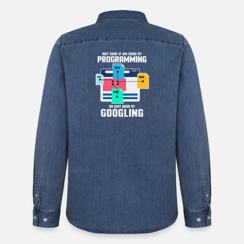 Programmierer Programmieren IT Computer Geschenk - Männer Jeanshemd Organic von Stanley/Stella - verwaschenes Mittelblau