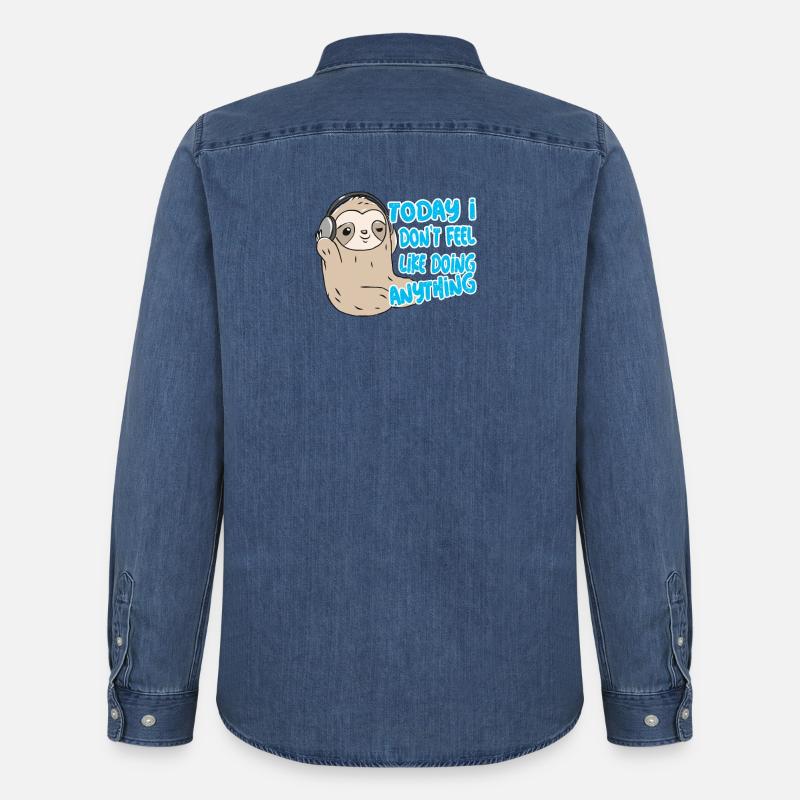 Faultier Geschenk - Männer Jeanshemd Organic von Stanley/Stella - verwaschenes Mittelblau 