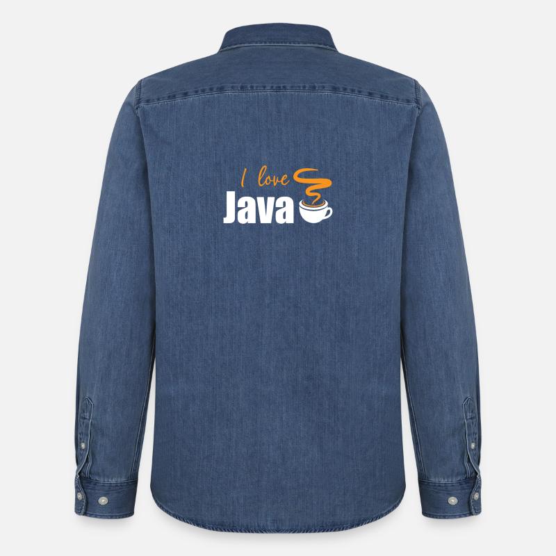 Ich liebe Java - Männer Jeanshemd Organic von Stanley/Stella - verwaschenes Mittelblau 