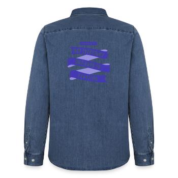 Surely Not Everybody What Kung Fu Fighting - Men’s Organic Denim Shirt by Stanley/Stella - mid washy  - Back - AI Model Male 185 light (185cm)