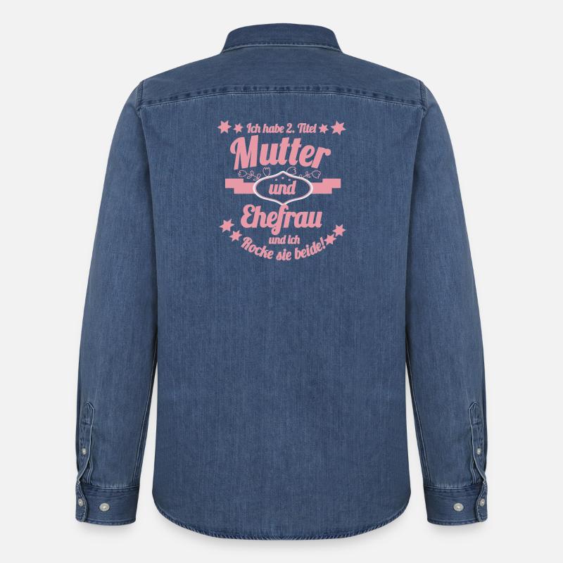 Mutter und Ehefrau Lustiger Spruch - Männer Jeanshemd Organic von Stanley/Stella - verwaschenes Mittelblau 