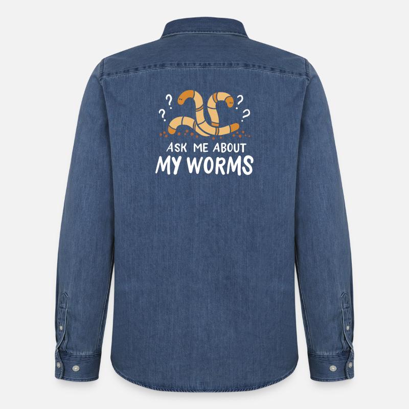 Worms Constructeurs de vers - Chemise en denim homme bio Stanley/Stella - bleu moyen délavé 