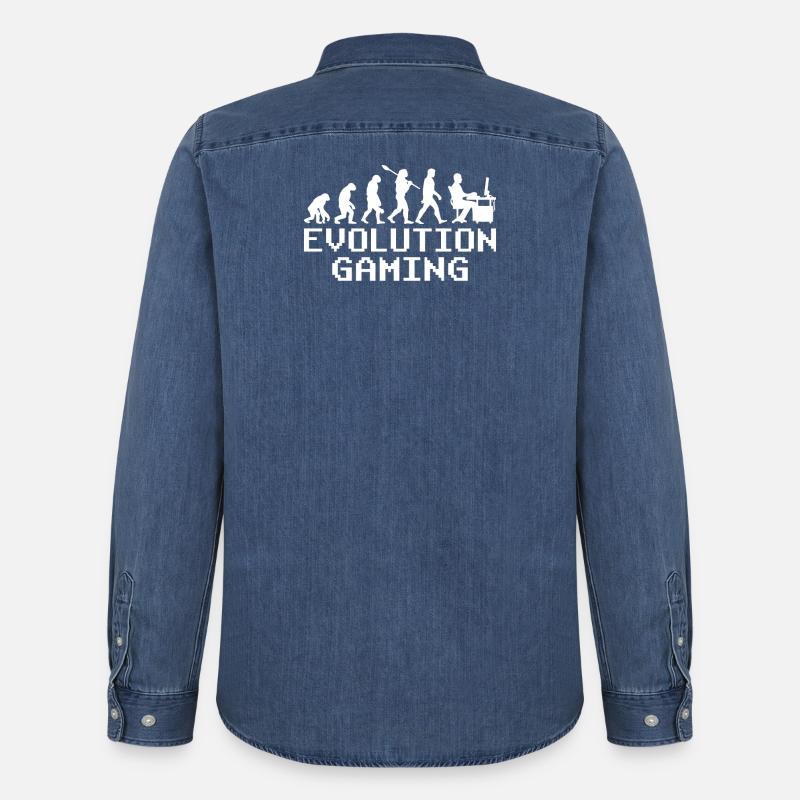 Pc Gaming Evolution - Männer Jeanshemd Organic von Stanley/Stella - verwaschenes Mittelblau 