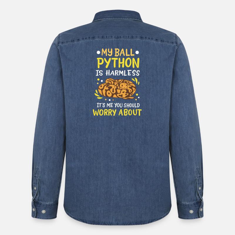 Ball Python - Men’s Organic Denim Shirt by Stanley/Stella - mid washy 