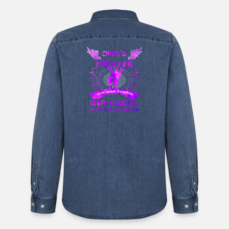 Omas Mädchen Engel Erinnerung - Männer Jeanshemd Organic von Stanley/Stella - verwaschenes Mittelblau 