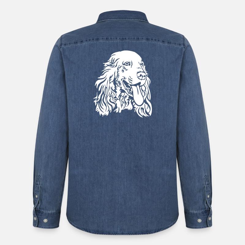 Cocker Spaniel Kopf "Black Edition" - Männer Jeanshemd Organic von Stanley/Stella - verwaschenes Mittelblau