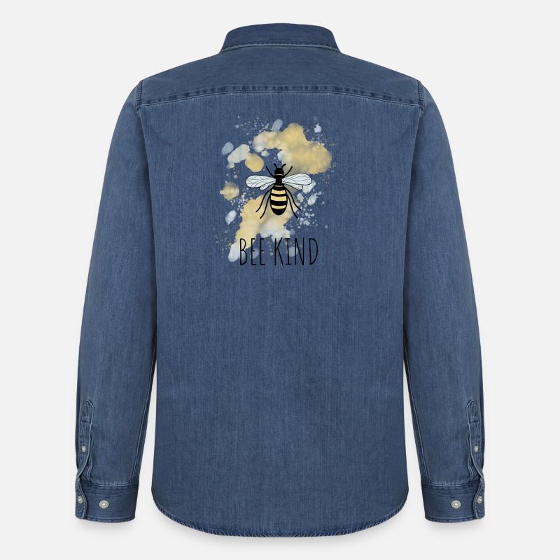 Biene Be Bee Kind - Männer Jeanshemd Organic von Stanley/Stella - verwaschenes Mittelblau 