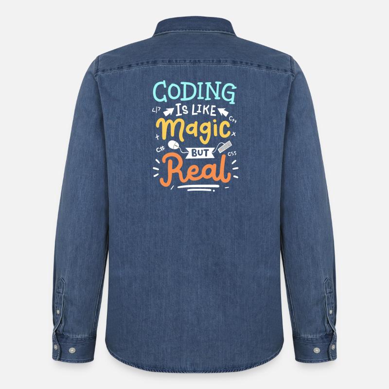 Codierung Programmierung - Männer Jeanshemd Organic von Stanley/Stella - verwaschenes Mittelblau 