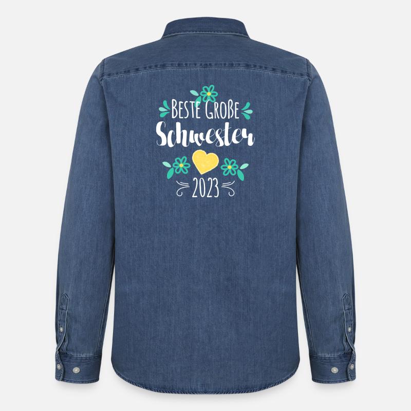 Beste Große Schwester 2023 - Männer Jeanshemd Organic von Stanley/Stella - verwaschenes Mittelblau 