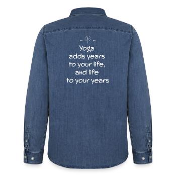 Yoga - Chemise en denim homme bio Stanley/Stella - bleu moyen délavé  - Dos - AI Model Male 185 light (185cm)