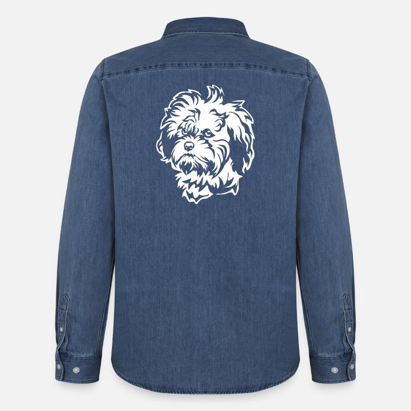 Löwchen Kopf "Black Edition" - Männer Jeanshemd Organic von Stanley/Stella - verwaschenes Mittelblau