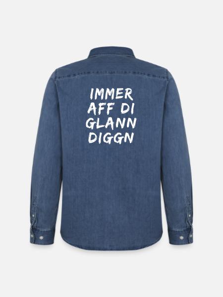Immer aff di glann diggn - immer auf die kleinen - Männer Jeanshemd Organic von Stanley/Stella - verwaschenes Mittelblau