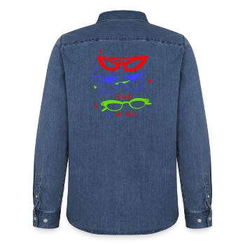 Lunettes de soleil, regardez-moi - Chemise en denim homme bio Stanley/Stella - bleu moyen délavé  - Dos - AI Model Male 185 light (185cm)