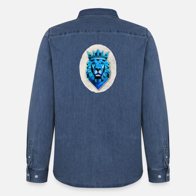 Blauer geometrischer Löwe - Polygon - Männer Jeanshemd Organic von Stanley/Stella - verwaschenes Mittelblau 