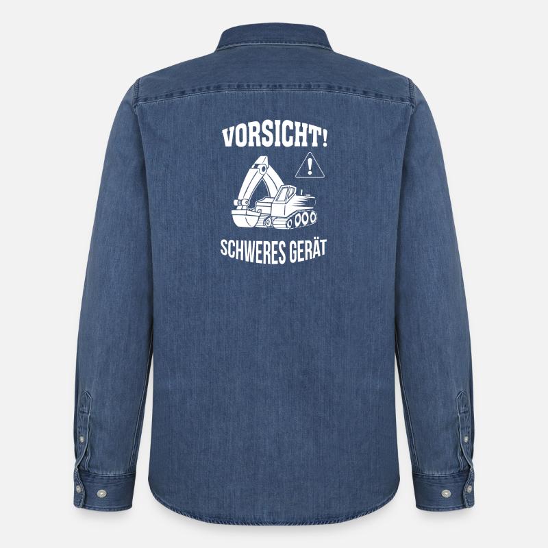 Bagger Baggerfahrer Baugeräteführer Schweres Gerät - Männer Jeanshemd Organic von Stanley/Stella - verwaschenes Mittelblau 