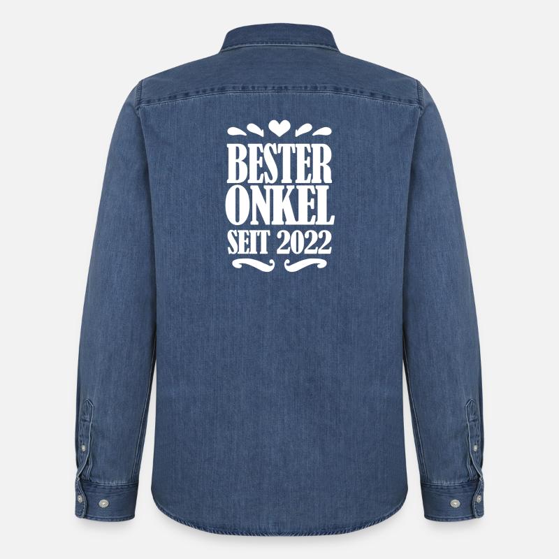 Bester Onkel seit 2022 - Männer Jeanshemd Organic von Stanley/Stella - verwaschenes Mittelblau 