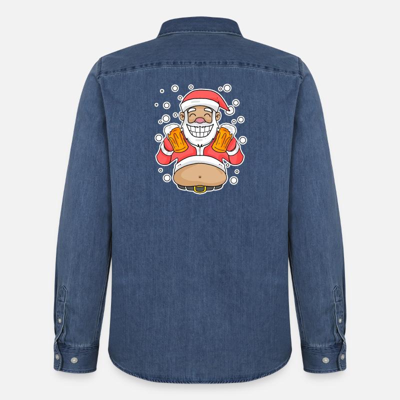 Weichmachten Bier Weihnachtsmann - Männer Jeanshemd Organic von Stanley/Stella - verwaschenes Mittelblau