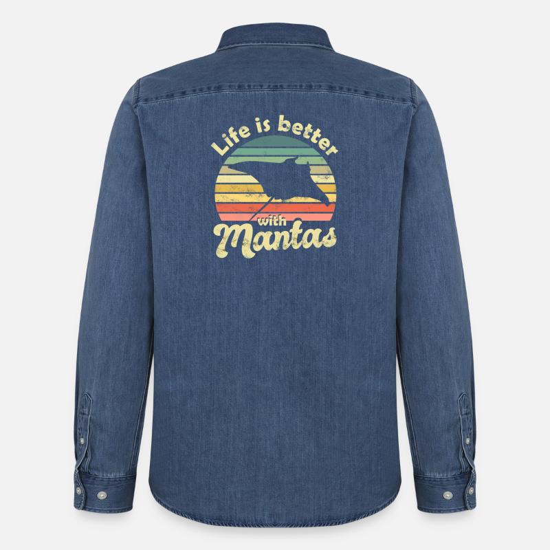 Mantarochen Manta - Männer Jeanshemd Organic von Stanley/Stella - verwaschenes Mittelblau 