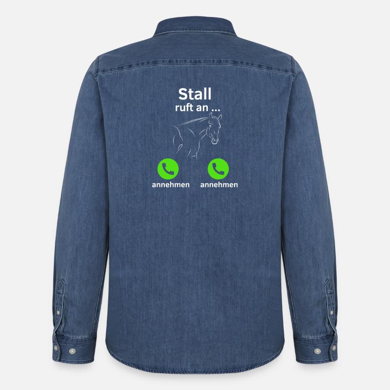 Stall ruft an - annehmen oder annehmen? - Männer Jeanshemd Organic von Stanley/Stella - verwaschenes Mittelblau 