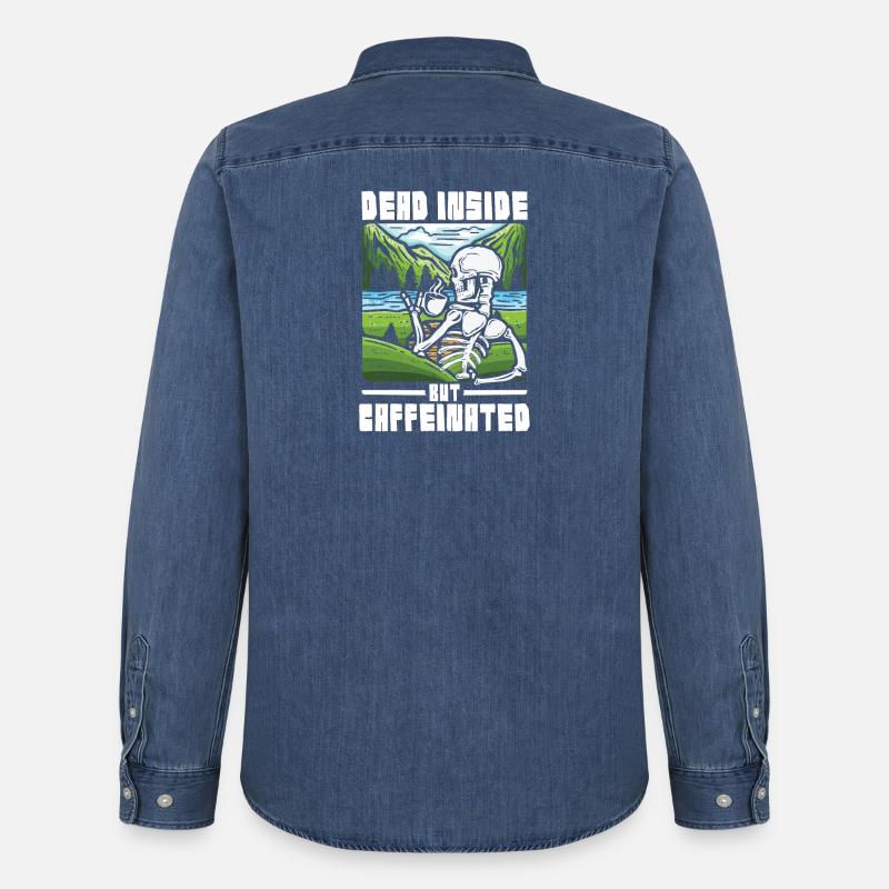 Dead inside but caffeinated - Männer Jeanshemd Organic von Stanley/Stella - verwaschenes Mittelblau 