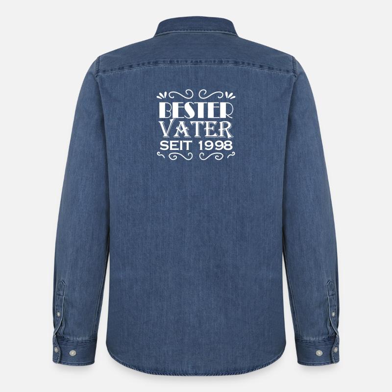 Bester Vater seit 1998 - Männer Jeanshemd Organic von Stanley/Stella - verwaschenes Mittelblau 