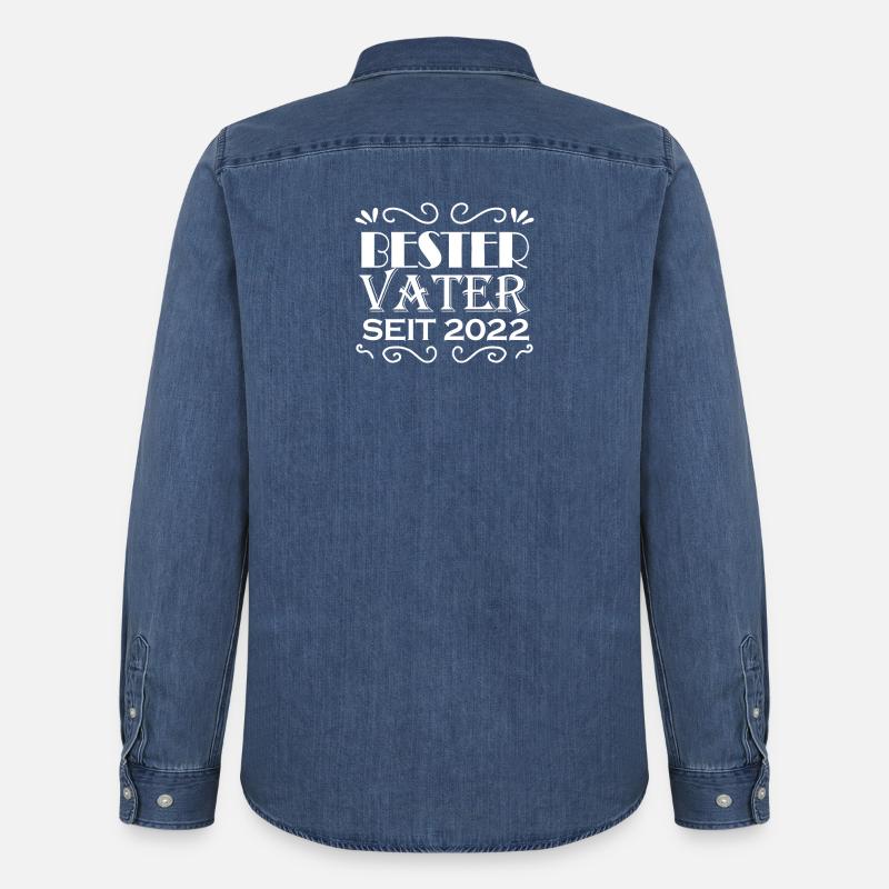 Bester Vater seit 2022 - Männer Jeanshemd Organic von Stanley/Stella - verwaschenes Mittelblau 