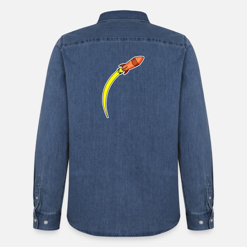 Rakete Orange - Männer Jeanshemd Organic von Stanley/Stella - verwaschenes Mittelblau 