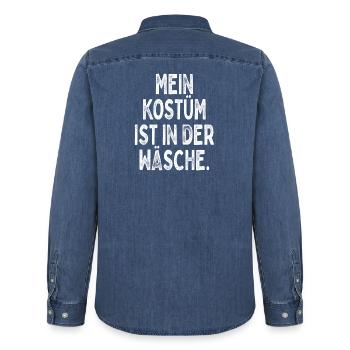Kostüm Ist In Der Wäsche Köln Karneval Verkleidung - Männer Jeanshemd Organic von Stanley/Stella - verwaschenes Mittelblau  - Hinten - AI Model Male 185 light (185cm)