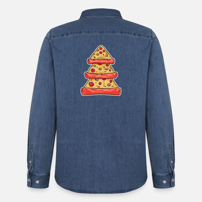 Pizza Baum - Männer Jeanshemd Organic von Stanley/Stella - verwaschenes Mittelblau 