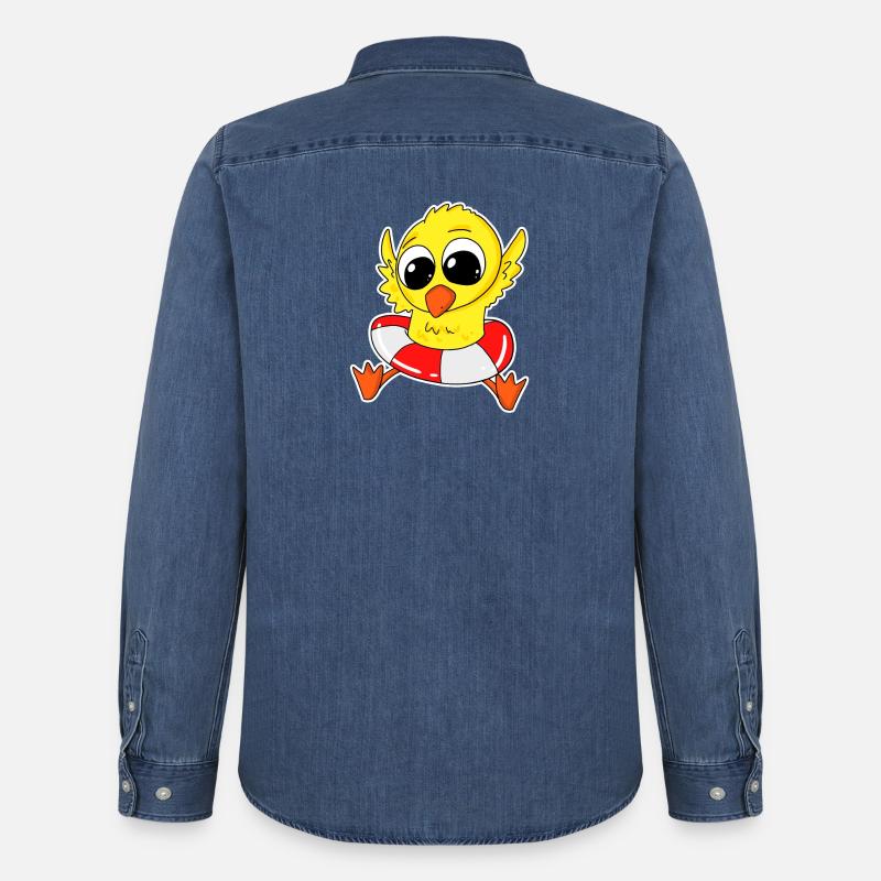 Anatra che fa il bagno all'anatra - Camicia in denim uomo bio di Stanley/Stella - blu medio slavato