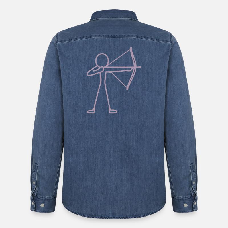 Strichmännchen Bogen Bogenschießen Bogenschütze - Männer Jeanshemd Organic von Stanley/Stella - verwaschenes Mittelblau 