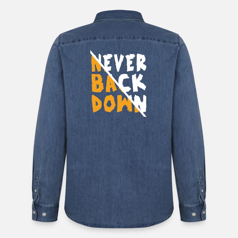 Never Back Down Design - Männer Jeanshemd Organic von Stanley/Stella - verwaschenes Mittelblau 