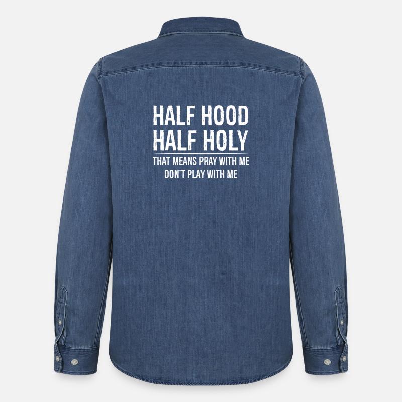 Halb Kapuze, halb heilig - Männer Jeanshemd Organic von Stanley/Stella - verwaschenes Mittelblau