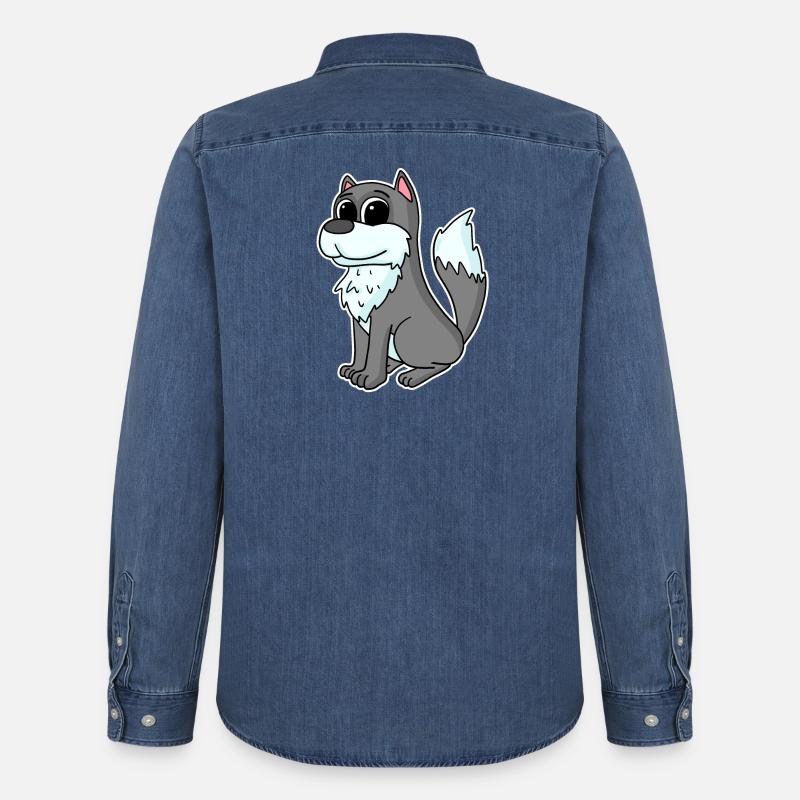 Wolf Tier - Männer Jeanshemd Organic von Stanley/Stella - verwaschenes Mittelblau