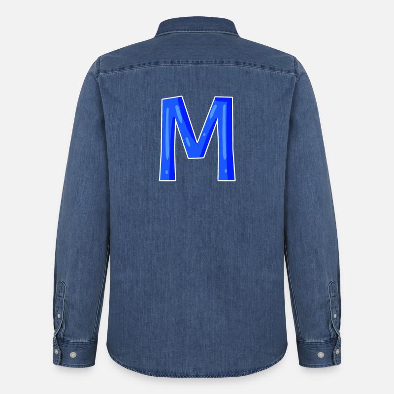 Buchstabe M - Anfangsbuchstabe M - Männer Jeanshemd Organic von Stanley/Stella - verwaschenes Mittelblau 
