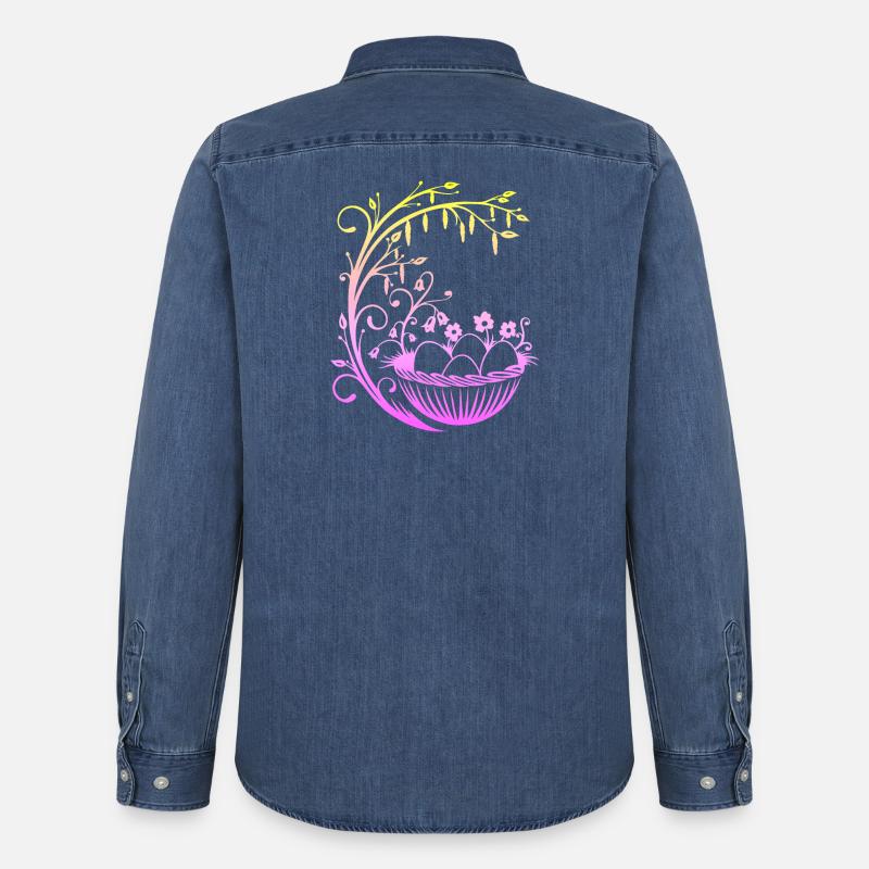 Easter Easter Basket Easter Basket - Men’s Organic Denim Shirt by Stanley/Stella - mid washy