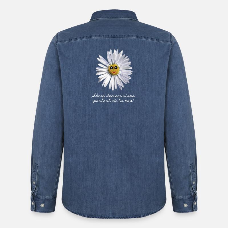 Lächelndes Gänseblümchen - Männer Jeanshemd Organic von Stanley/Stella - verwaschenes Mittelblau 