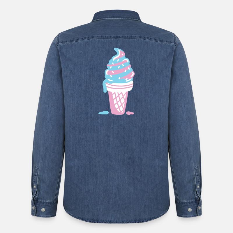 Eis Eiscreme - Männer Jeanshemd Organic von Stanley/Stella - verwaschenes Mittelblau 