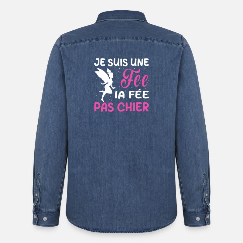 Ich bin eine Fee, die Fee, nicht Scheiße - Männer Jeanshemd Organic von Stanley/Stella - verwaschenes Mittelblau 