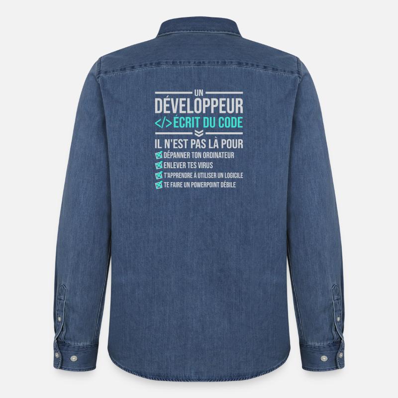 Entwickler, der Code schreibt - Männer Jeanshemd Organic von Stanley/Stella - verwaschenes Mittelblau 